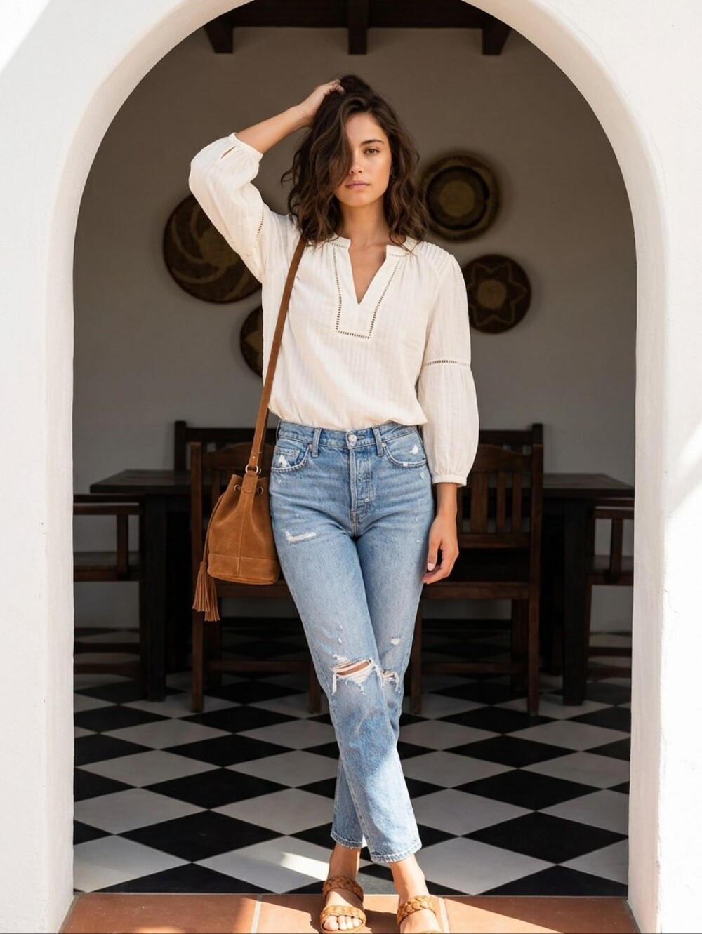 Anthropologie Akemi + Kin White Boho Eyelet Blouse SzXS